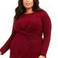 Vestido Alfani Plus Size Feminino com Cintura Torcida Vinho Tamanho XXG