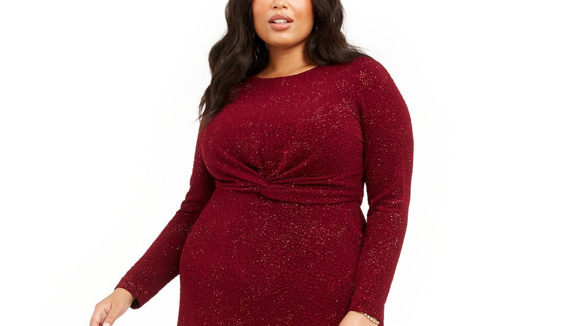Vestido Alfani Plus Size Feminino com Cintura Torcida Vinho Tamanho XXG