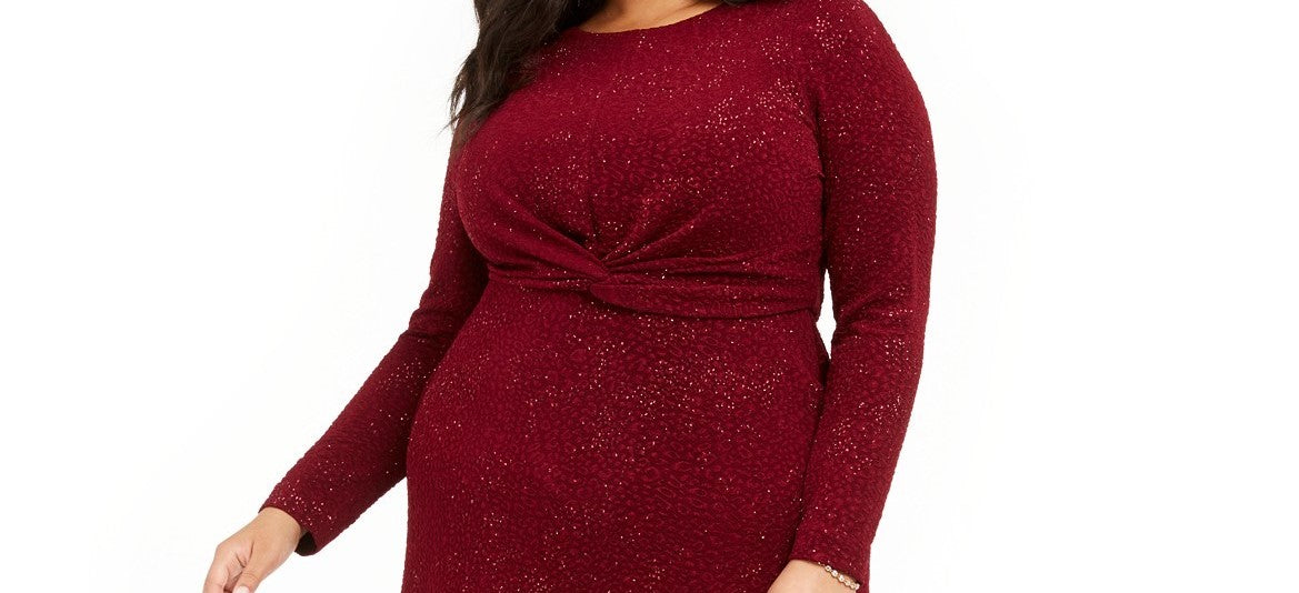 Vestido Alfani Plus Size Feminino com Cintura Torcida Vinho Tamanho XXG