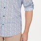 Camisa Alfani Masculina com Estampa Geoestática, Branca Brilhante, Tamanho Grande