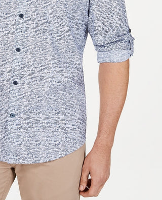 Alfani Men's Geo Static-Print Shirt Bright White Size Large
