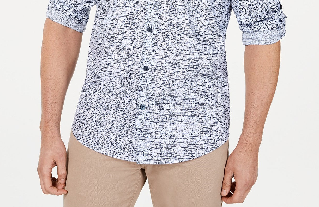 Camisa Alfani Masculina com Estampa Geoestática Branca Tamanho P