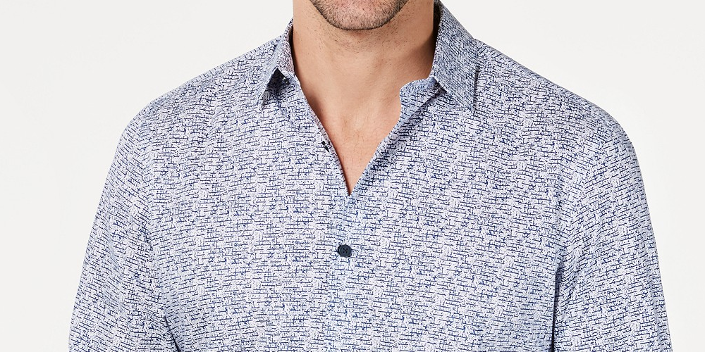 Camisa Alfani Masculina com Estampa Geoestática Branca Tamanho 2 X-G