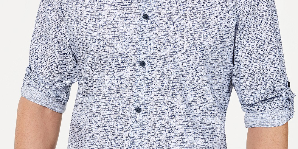 Camisa Alfani Masculina com Estampa Geoestática Branca Tamanho 2 X-G