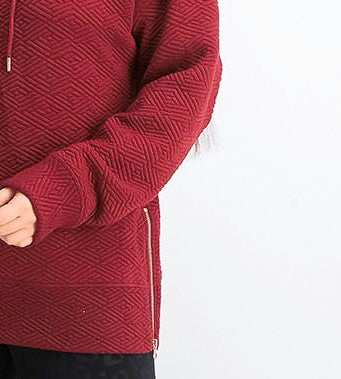 Ideology Moletom com capuz feminino com zíper vermelho tamanho médio