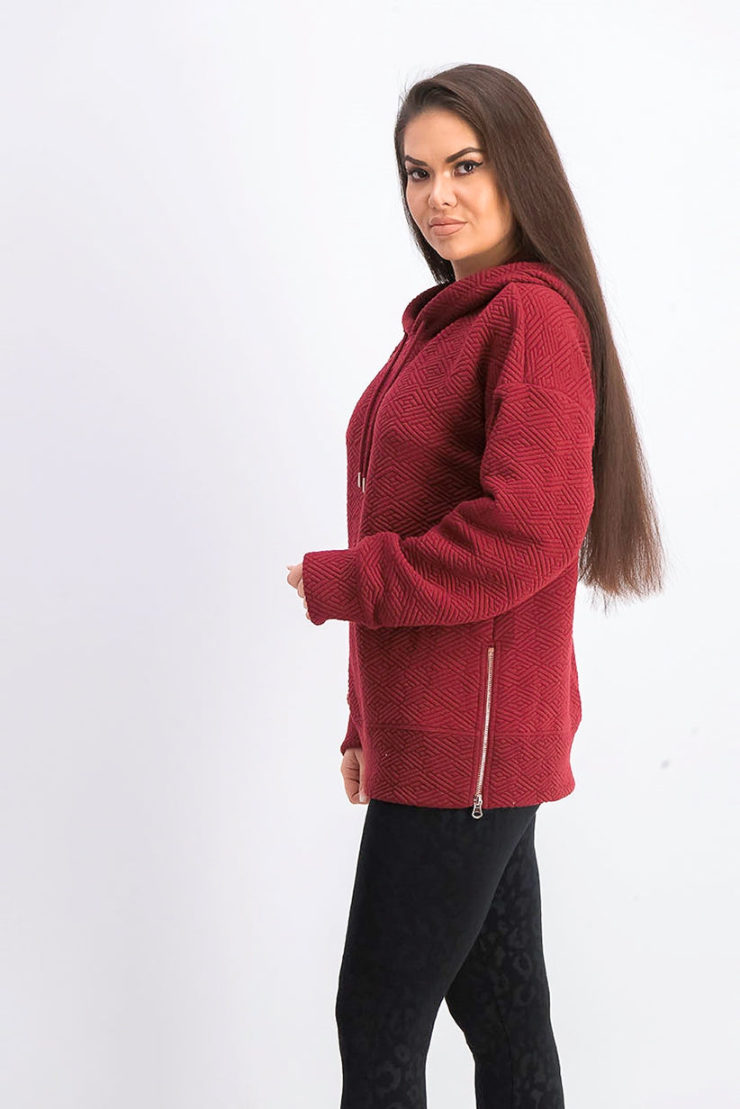 Ideology Moletom com capuz feminino com zíper vermelho tamanho XX-G