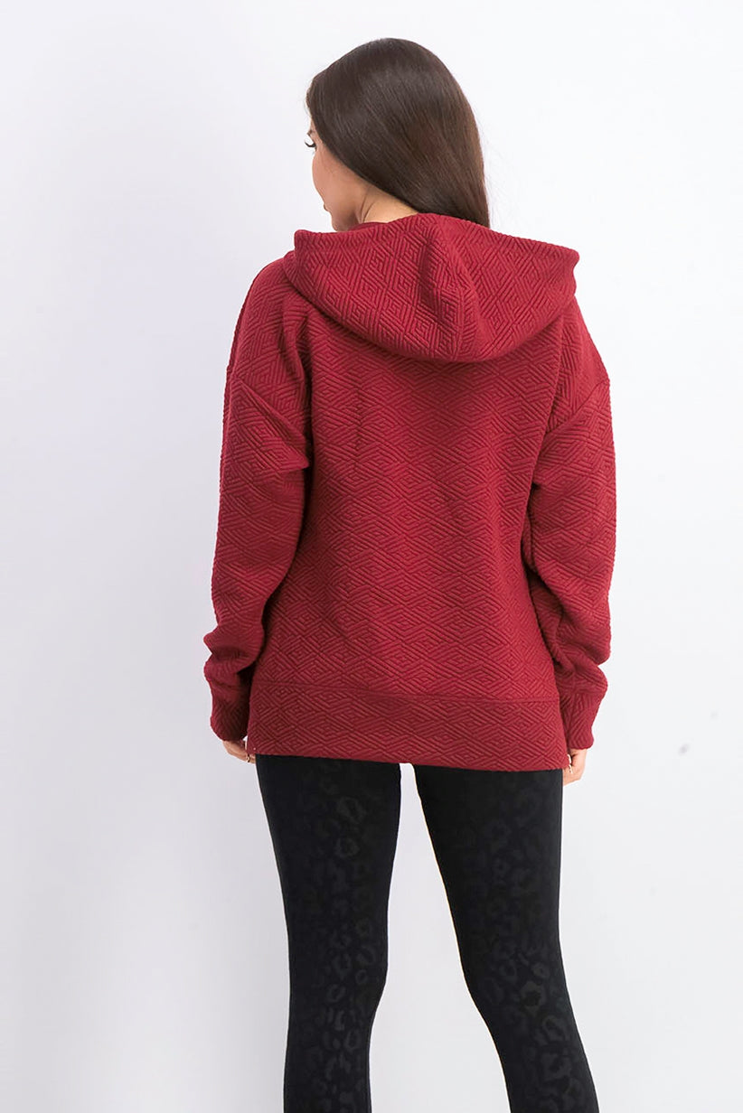 Ideology Moletom com capuz feminino com zíper vermelho tamanho XX-G