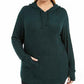 Ideology Moletom feminino plus size com abertura para polegar, verde, tamanho 1X