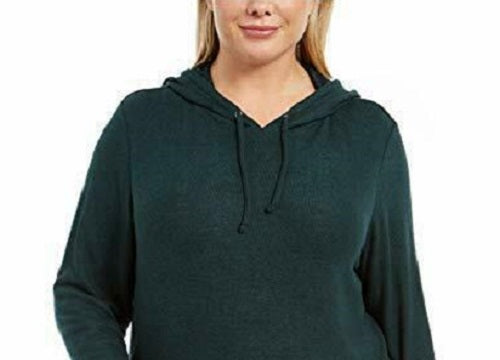 Ideology Moletom feminino plus size com abertura para polegar, verde, tamanho 1X