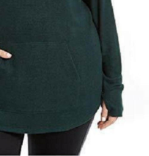 Ideology Moletom feminino plus size com abertura para polegar, verde, tamanho 1X