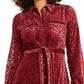 Vestido-camisa feminino Alfani Velvet Burnout com cinto, marrom, tamanho 8