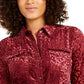 Camisa feminina Alfani Velvet Burnout com cinto, vinho, tamanho 12