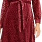 Camisa feminina Alfani Velvet Burnout com cinto, vinho, tamanho 12