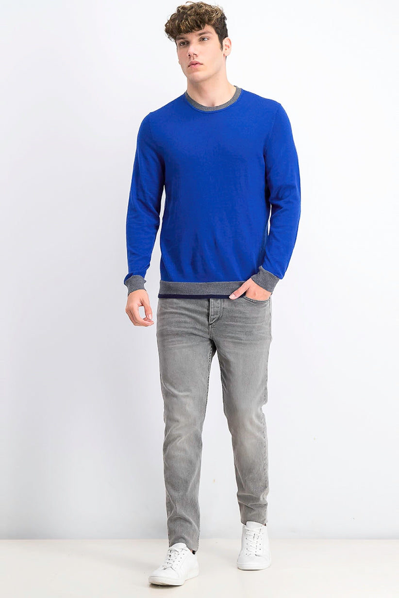 Suéter masculino Tasso Elba em mistura de lã merino azul escuro tamanho 2 extra grande