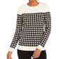 Suéter feminino Charter Club Petite Houndstooth com botões e ombros de fora, preto, tamanho pequeno e pequeno
