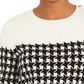 Suéter feminino Charter Club Petite Houndstooth com botões e ombros de fora, preto, tamanho pequeno e pequeno