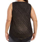 Top feminino Alfani plus size com bainha em V e fios metálicos, preto, tamanho 0X