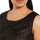 Top feminino Alfani plus size com bainha em V e fios metálicos, preto, tamanho 0X
