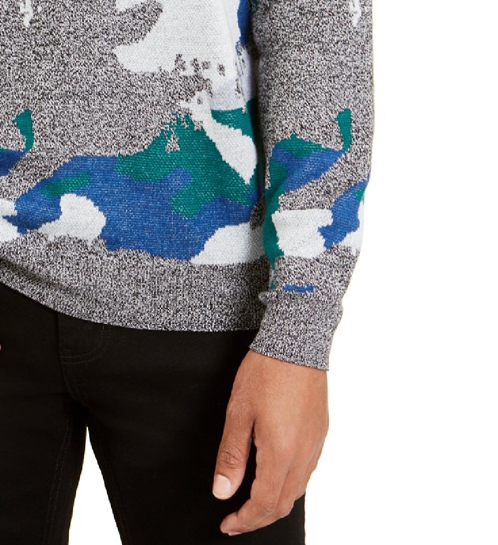 Suéter masculino Alfani Abstract Jacquard com gola redonda, verde, tamanho grande