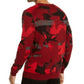 Suéter masculino Alfani Abstract Jacquard com gola redonda, vermelho, tamanho grande