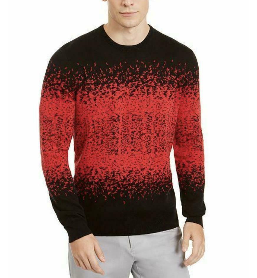 Suéter masculino Alfani Ombre Rib Crewneck Vermelho Tamanho XX-G