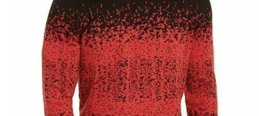 Suéter masculino Alfani Ombre Rib Crewneck Vermelho Tamanho XX-G