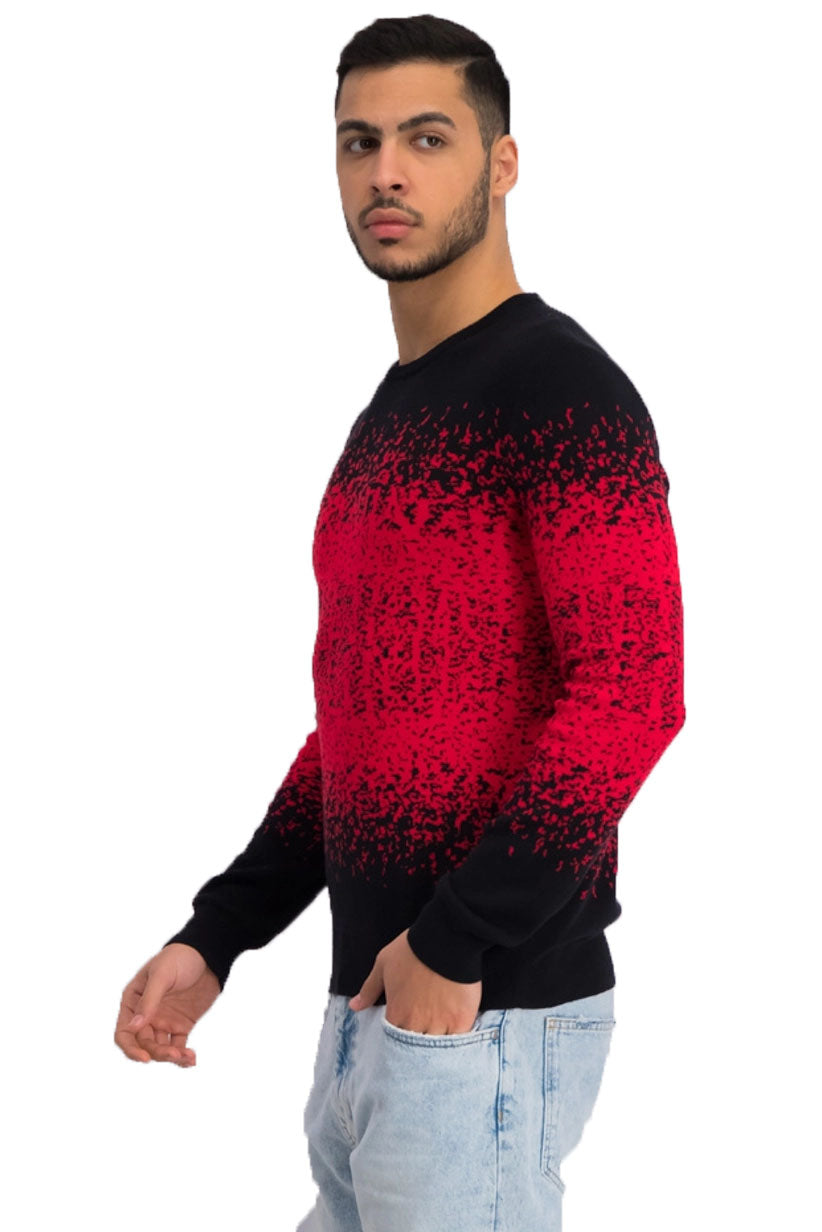 Suéter masculino Alfani com gola redonda e estampa Ombre Rib, tamanho médio, vermelho