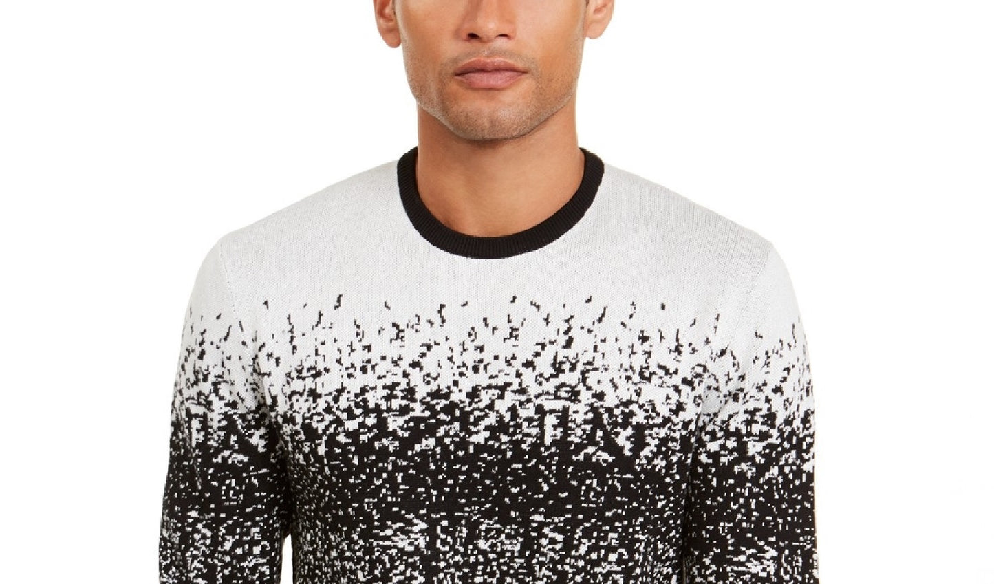 Suéter masculino Alfani com gola redonda e canelado Ombre Rib, branco, tamanho 2, extra grande