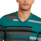 Suéter masculino Alfani texturizado listrado com decote em V, verde, tamanho XX-G