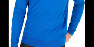 Alfani Men's Quarter-Zip Ribbed Placket Sweater Med Blue Size 2 Extra Large