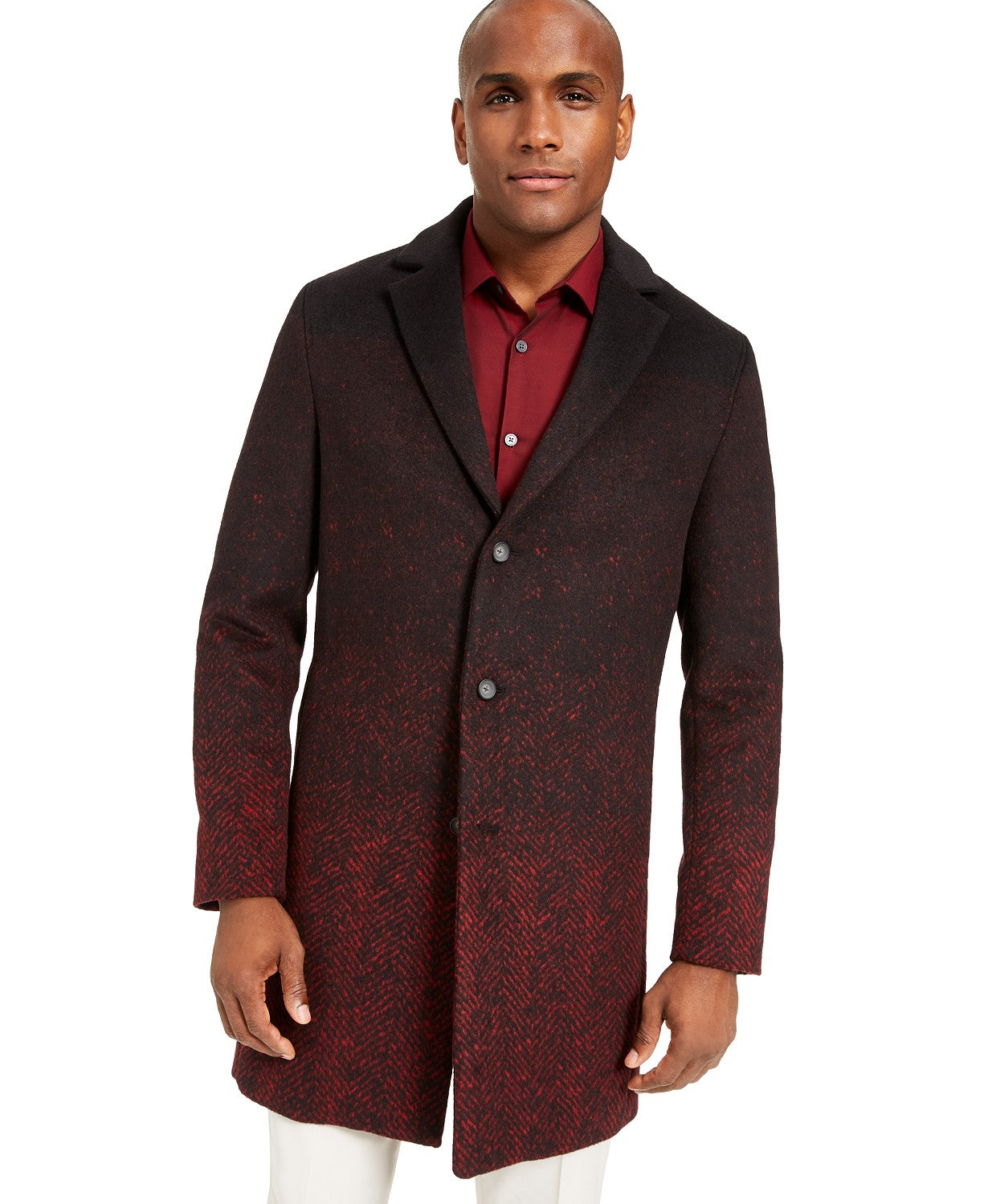 Jaqueta masculina Alfani Ombre Herringbone vermelha tamanho médio