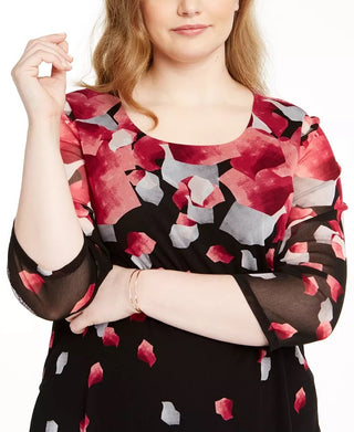 Blusa túnica feminina Alfani plus size estampada com manga 3/4 rosa tamanho 2 extra grande