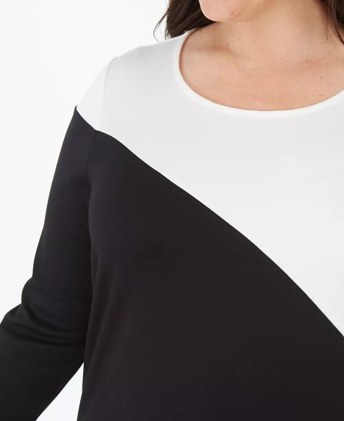 Túnica Alfani Plus Size Colorblock Feminina Preta Tamanho 1X