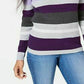 Karen Scott Suéter Feminino de Algodão com Decote em V e Canelado, Roxo, Tamanho Grande