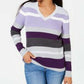 Karen Scott Suéter listrado Emma Cotton Feminino Roxo Tamanho Pequeno Grande