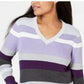 Karen Scott Suéter listrado Emma Cotton Feminino Roxo Tamanho Pequeno Grande