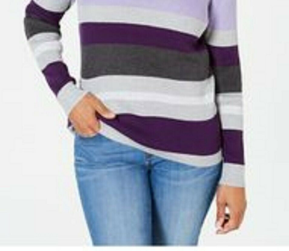 Karen Scott Suéter listrado Emma Cotton Feminino Roxo Tamanho Pequeno Grande