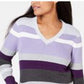 Karen Scott Suéter Listrado de Algodão Emma Petite Feminino Roxo Médio Tamanho Petite Extra Grande