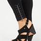 Leggings femininas com detalhes em renda estilo &amp; co, pretas, tamanho extrapequeno