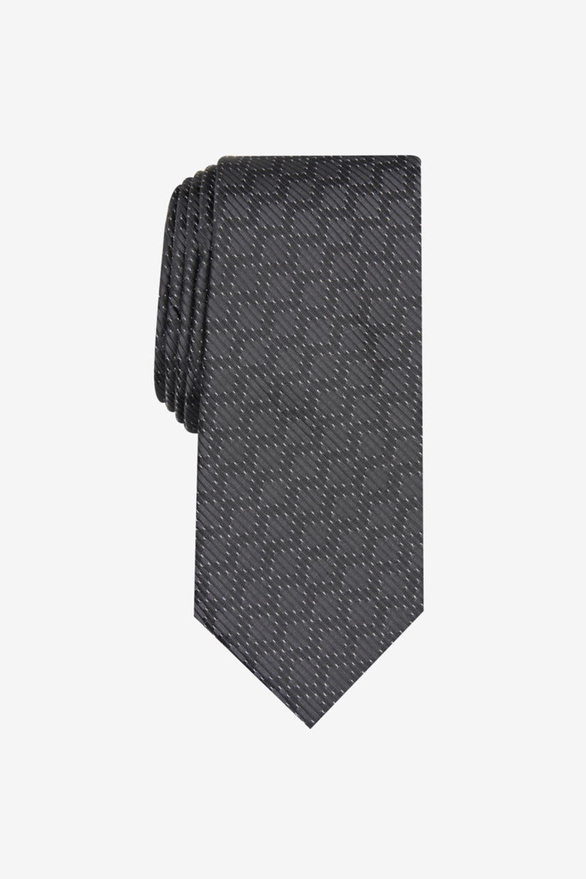 Gravata Alfani Masculina Slim Geometric Grid Preta Tamanho Regular