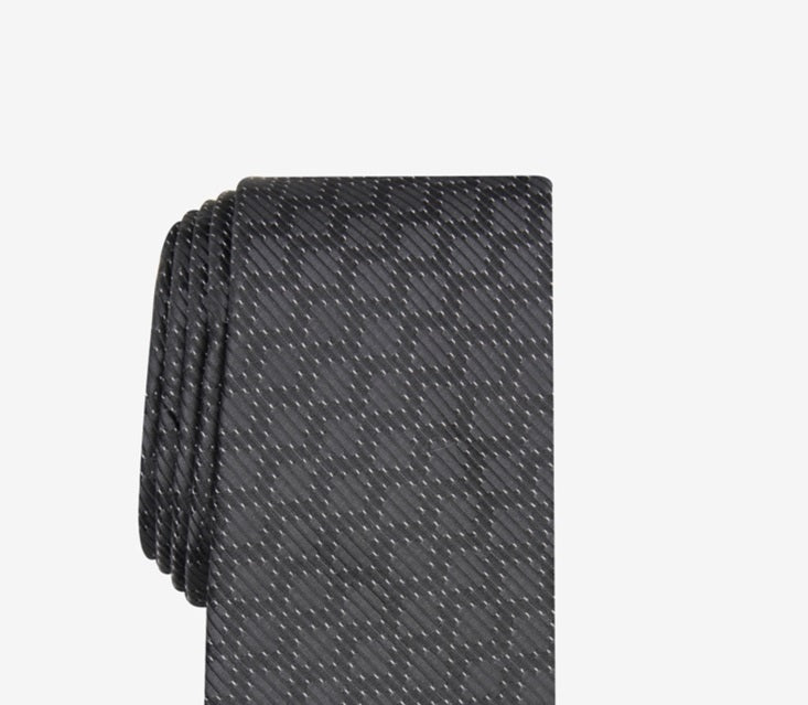 Gravata Alfani Masculina Slim Geometric Grid Preta Tamanho Regular