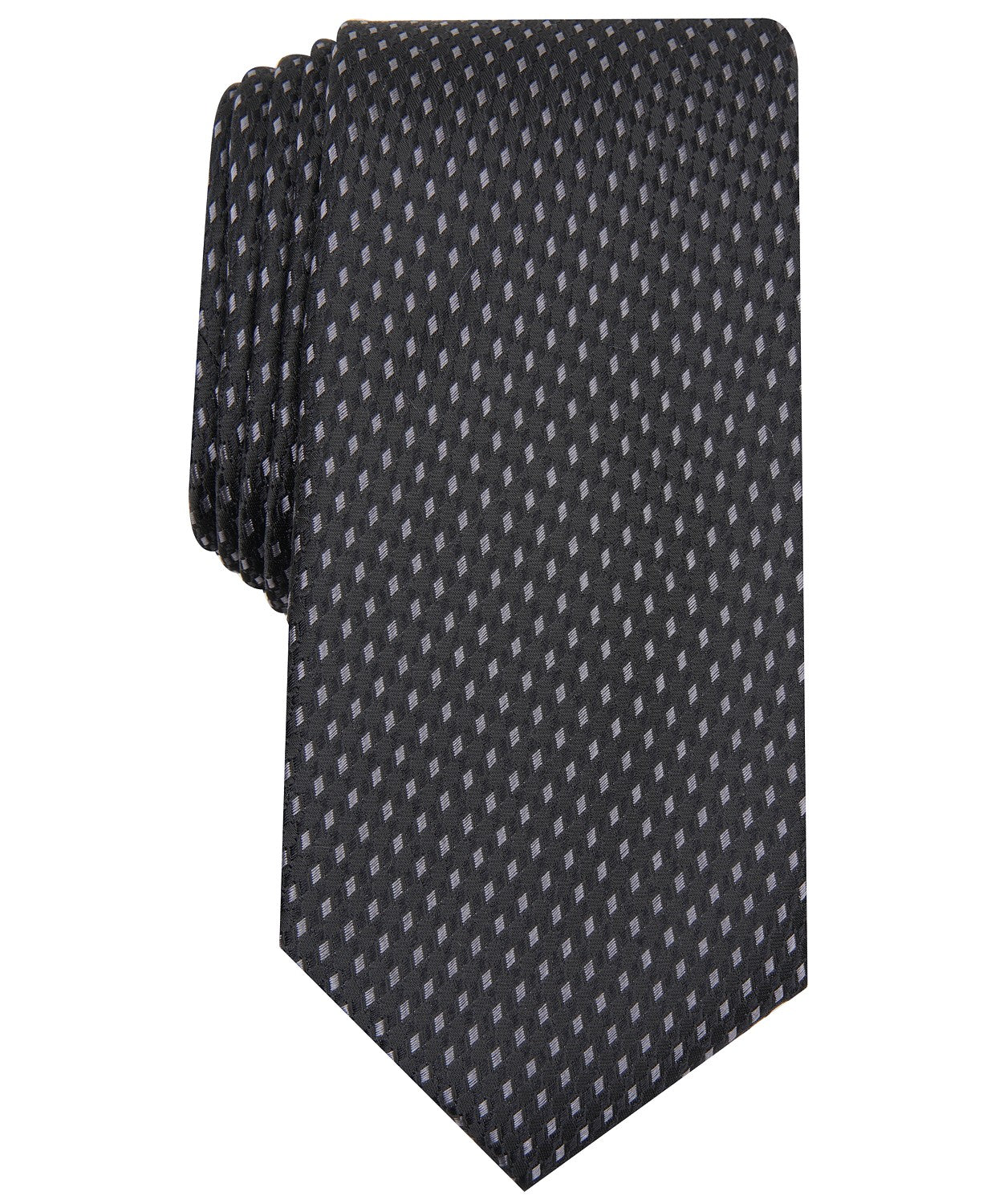 Gravata Alfani Masculina Slim Neat Preta Diamante Tamanho Regular