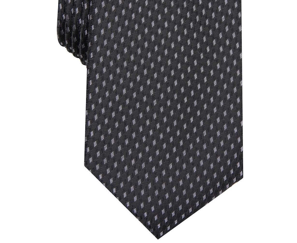 Gravata Alfani Masculina Slim Neat Preta Diamante Tamanho Regular
