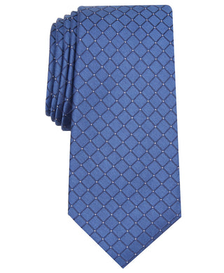 Gravata Alfani Slim Grid Masculina Azul Tamanho Regular
