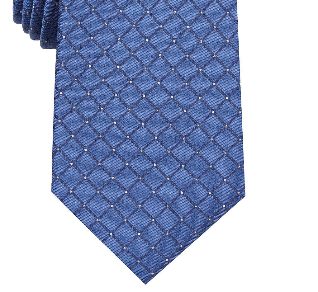 Gravata Alfani Slim Grid Masculina Azul Tamanho Regular
