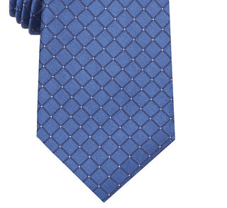 Gravata Alfani Slim Grid Masculina Azul Tamanho Regular