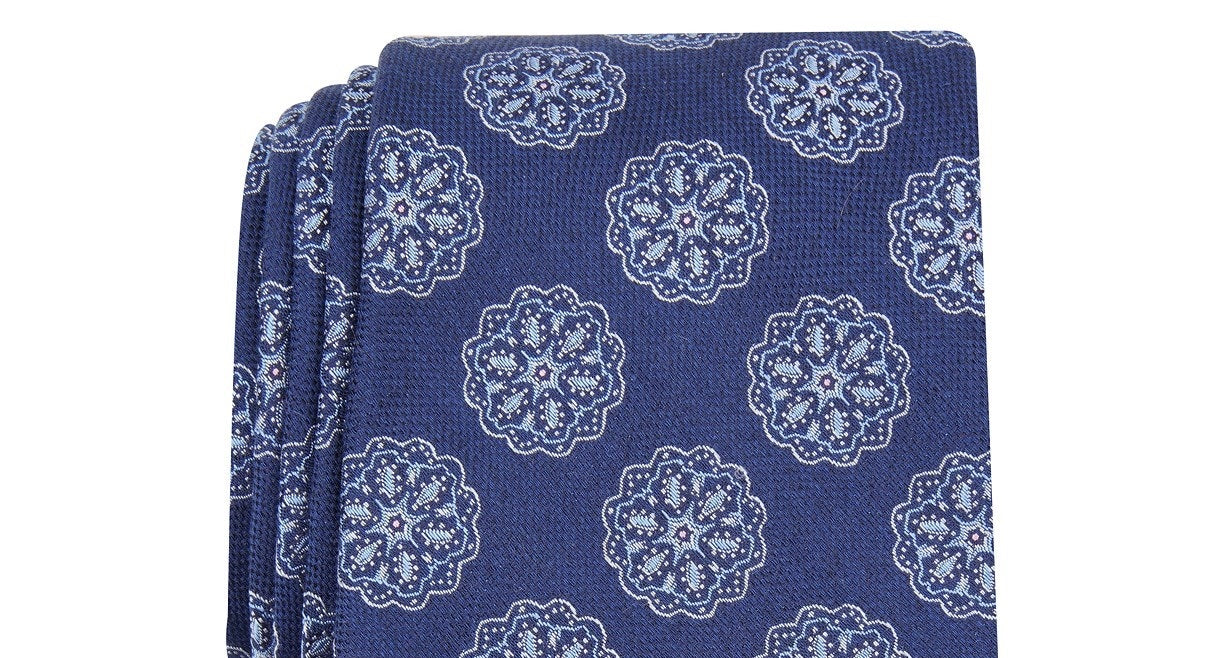 Gravata Medalhão Masculina Tasso Elba Azul Tamanho Regular