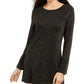 Suéter túnica feminino Alfani de malha brilhante, preto/dourado, tamanho grande