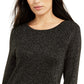 Suéter túnica feminino Alfani de malha brilhante, preto/dourado, tamanho G, extra grande