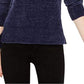 Suéter feminino Maison Jules em chenille com decote em V, azul, tamanho grande